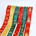 Hot Stamping Holiday Decoration Gifts Christmas Ribbons Polyester Ribbons Gift