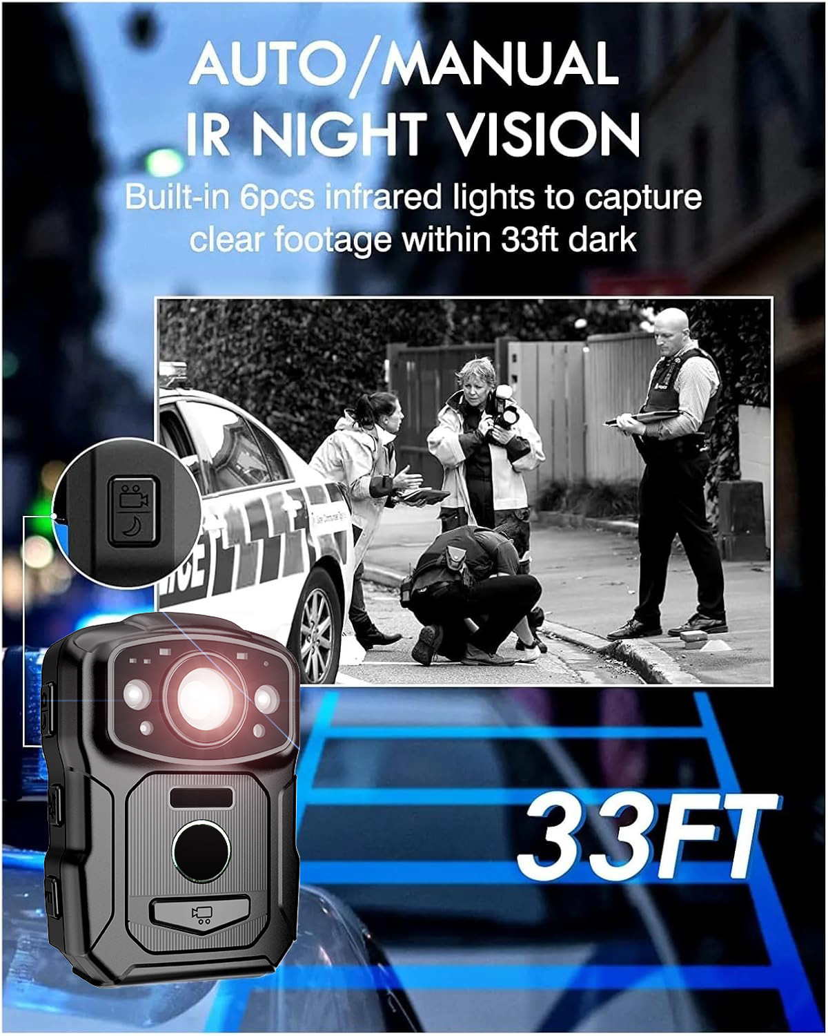 128G Storage 4K Body Camera with 2MP Sensor for Challenging Environments