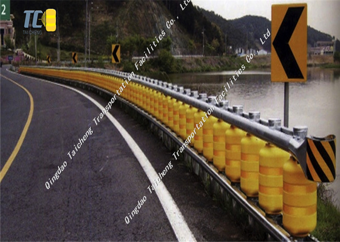 Safety Highway Road Roller Barrier Rolling Guardrail Yellow Anti Corrosion