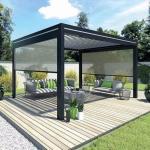 Aluminum Louvered Pergola Imitation Wood Grain Aluminum Pergola Pavilion