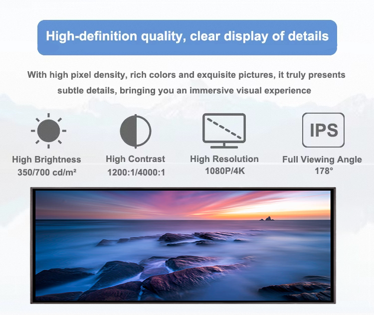 28.6" Stretched Bar LCD Display Screen Android Shelf Edge Advertising BOE Display Panel
