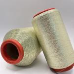 100% Polyester Light Soft Bright Gold Silk Yarn Knitted Fabric Sweater Trimmed