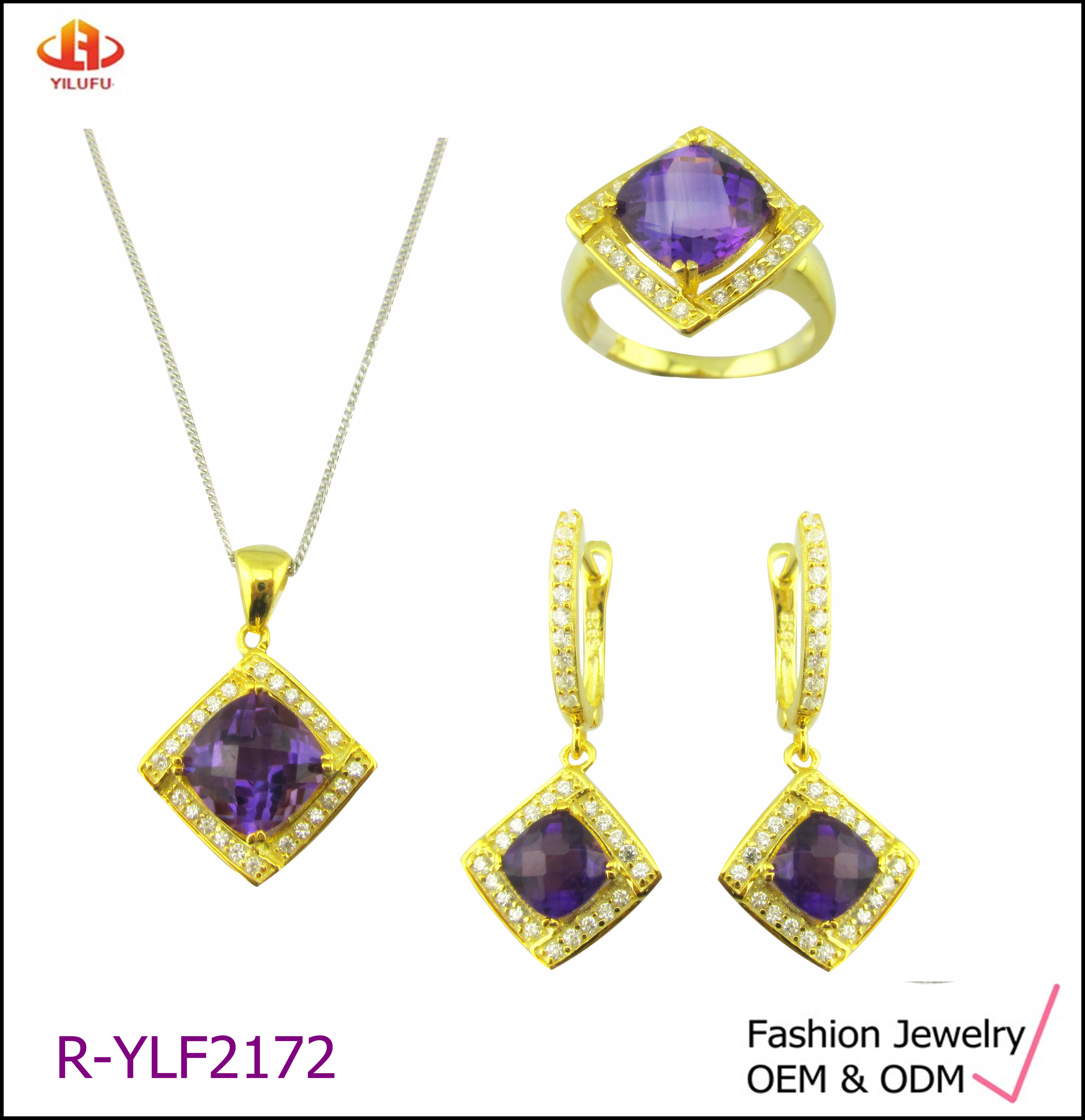 925 Silver Dangle Pendant Set With AAA Cz Stones Custom Logo Lobster Clasp