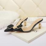6111-5 European And American Sexy Pointed Toe Square Buckle High Heels, One Word