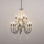 Rustic country chandelier with wood beads pendant lamp fixtures (WH-CI-89)