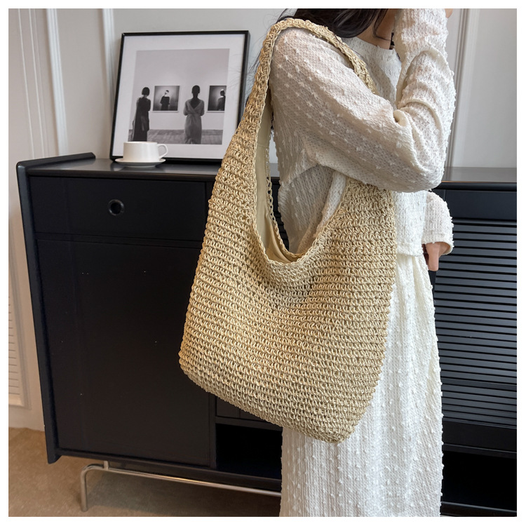 Large Capacity Handmade Woven Tote Bag Moroccan Summer Beach Shoulder Bag for Women