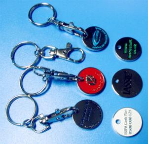 Wholesale caddy coin key chain, trolley coin keychains, coin holers from china suppliers