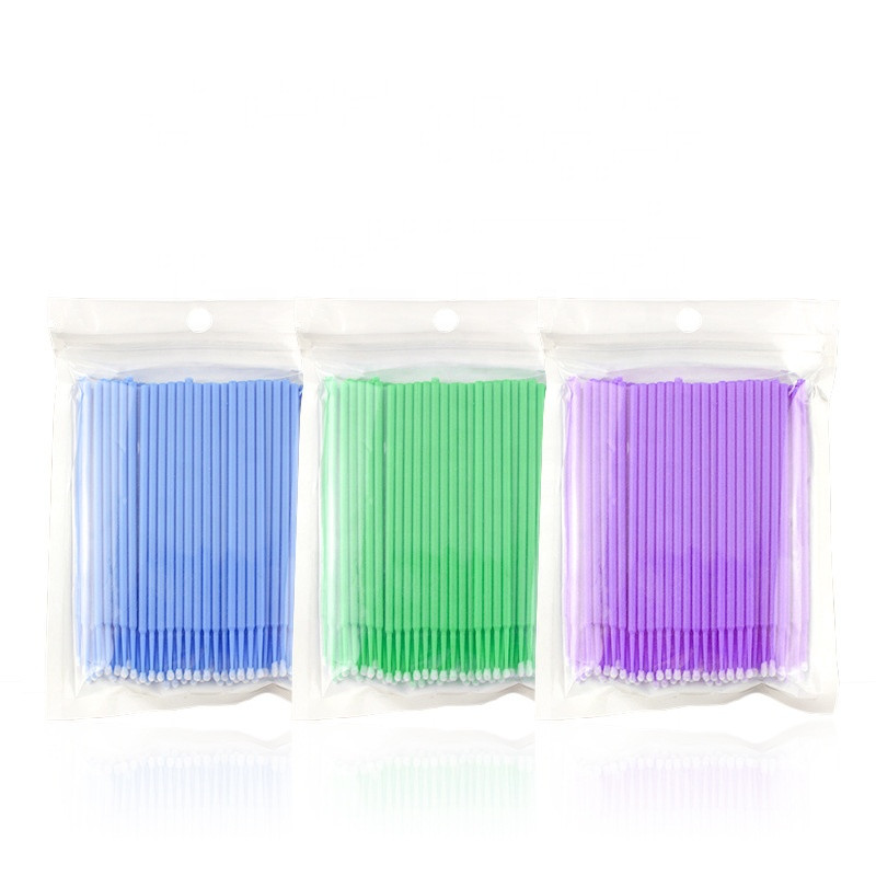 100PCS / Bag Disposable Cotton Swabs Plastic Grafted Eyelash Remover Cleaning Microfiber Tip