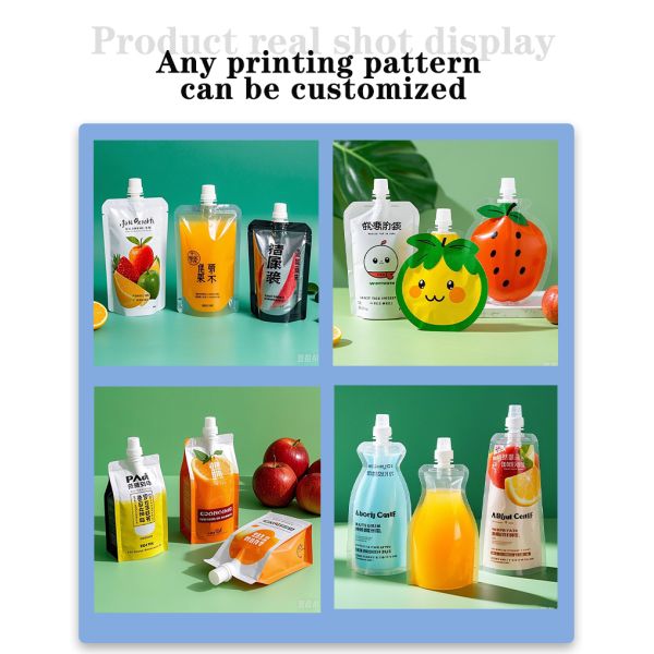 Custom Liquid Juice Packaging Stand Up Spout Pouches Doypack Bags