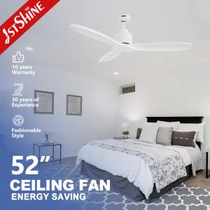 Wholesale 52 Inch White Solid Wood Blades DC Motor LED Ceiling Fan Not Equipped NO App-Controlled from china suppliers
