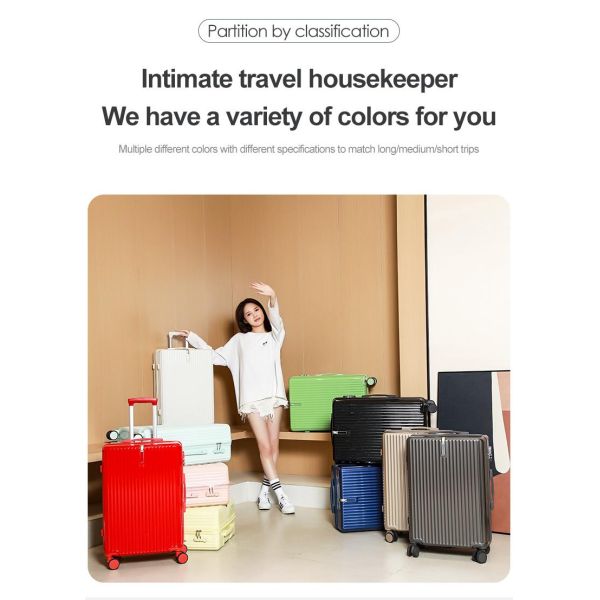 ABS+PVC Multi-Function Cup Holder Suitcase 20/24/28inch Travel Suitcases in Spinner Wheeled Luggage Set 20” Carry-On Trolley Luggage Bag Travel Case