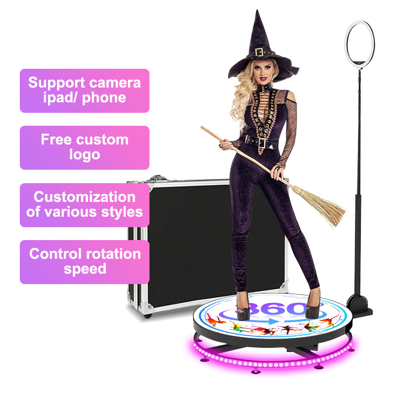 Automatic Spin 360 Photo Booth Fill Light Machine Camera Ipad Selfie Video Free Accessories