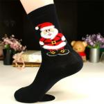 Lovely vivid jacquard christmas santa claus design thick winter cotton socks for
