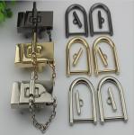 Light gold zinc alloy square metal shiny brand handbag clip lock