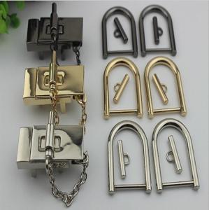 Wholesale Light gold zinc alloy square metal shiny brand handbag clip lock from china suppliers