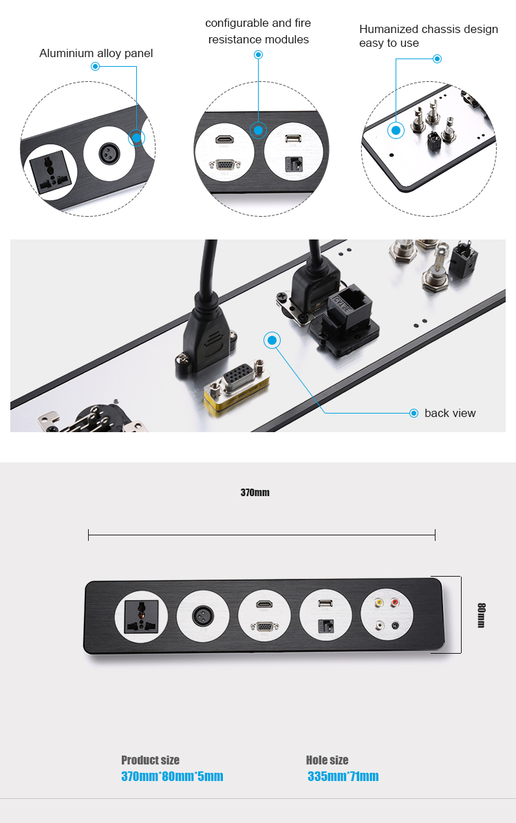 Electrical Tabletop Power Socket Office Desk Plug Sockets Wireless Charging