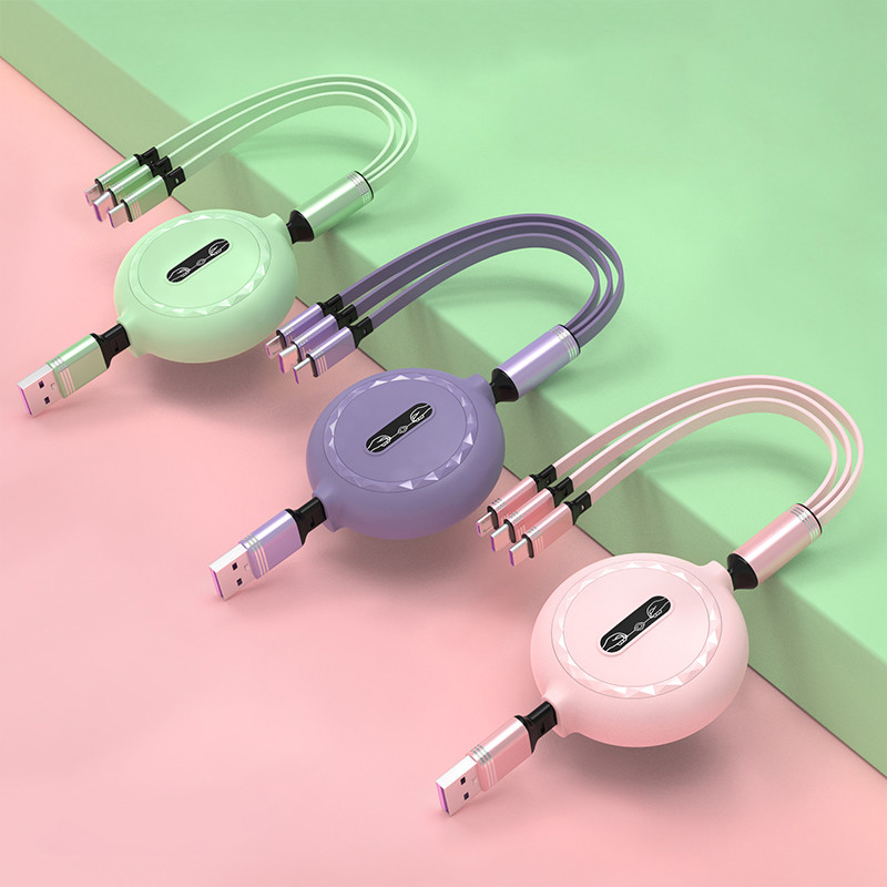 Retractable USB 2.0 Charging Cable For Android Iphone Type C Mobile Phone