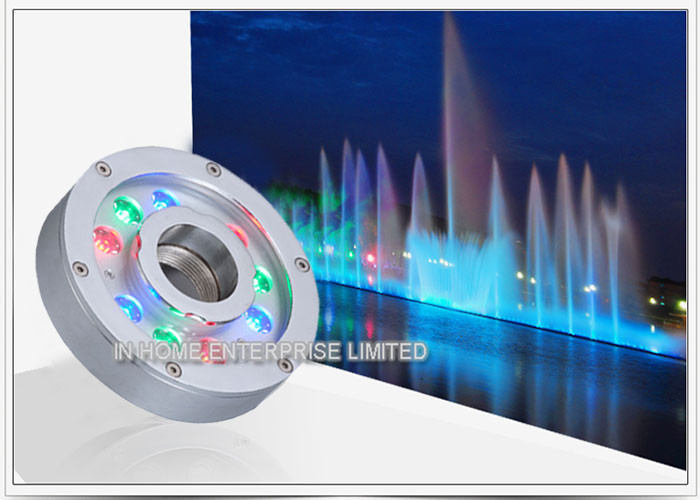 Yellow IP68 SS 30° LED Underwater Light , 9W 24V DC Low Power Fountain LED Lights