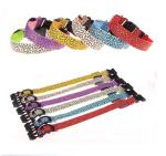 Durable leopard print dog cat safety LED light glow flashing nylon pet necklace