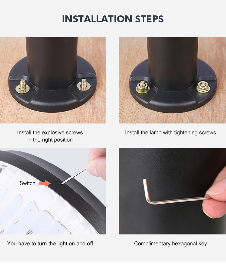 Light Control IP65 Solar Pillar Light Easy Install Post Cap Lamp For Wood Fence Deck