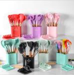 Kitchen Silicone Spatula Set With Wooden Handle Shovel Spoon Food Holder Egg