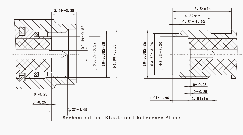 SSMA RF Coax Connector interface dimensions diagram