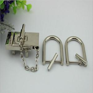 Wholesale Personality design three-piece suit silver color metal accessories zinc alloy rectangle bag locks from china suppliers