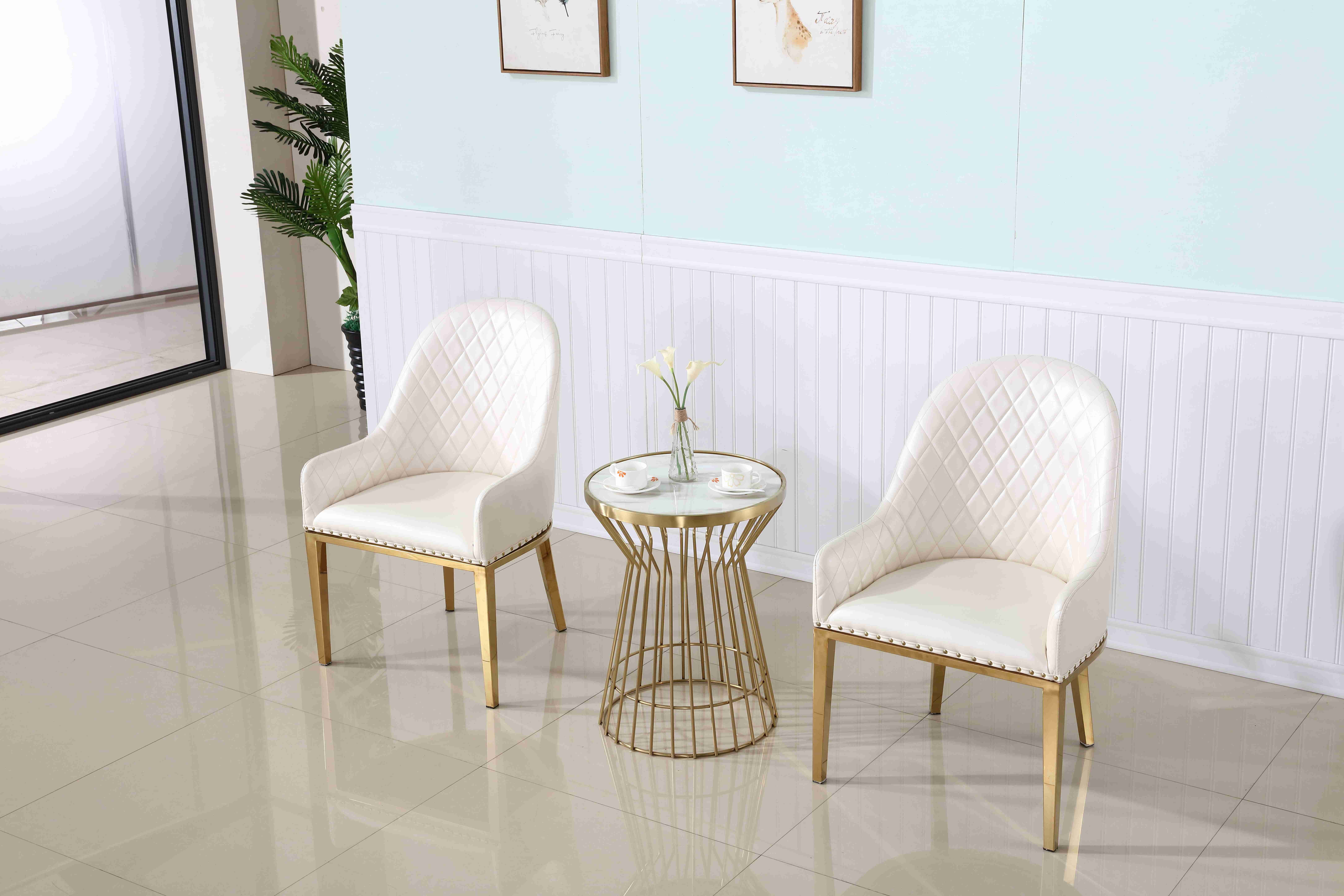 Nordic Padded Dining Room Chairs SS Leather Negotiation Dining Room Lounge Chairs White