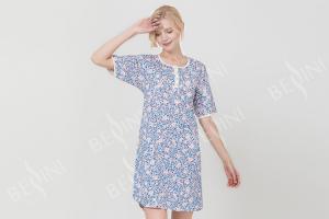 China Button Placket Ladies Night Dresses Sleepwear Modern Floral Printed Anti Pilling on sale