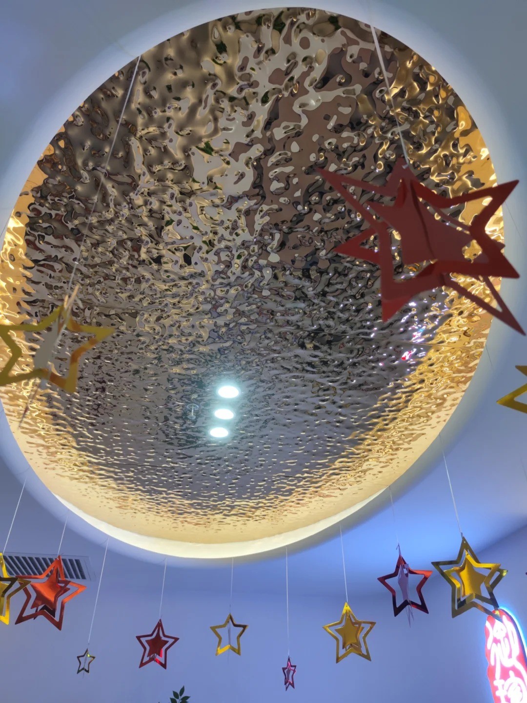 Custom Cutting Size Water Ripple Effect Stainless Steel Circular Ceiling Panels Decoration