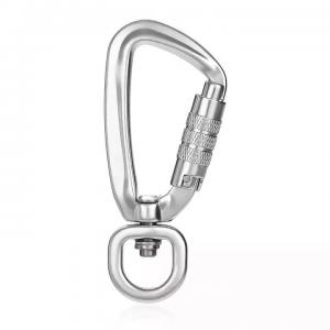 Wholesale Aviation Aluminum Self Swivel Rock Climbing Carabiner with Auto Locking 4KN Snap Hook from china suppliers