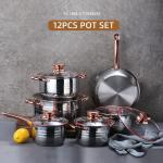 High Quality 12 PCS Stainless Steel Sets Pan And Pot Cooking Pot Sets Nonstick