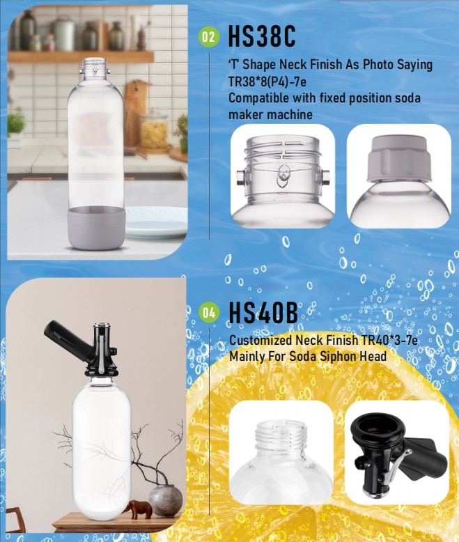Refillable Clear Soda Maker Bottle With Stainless Steel Cap And Base