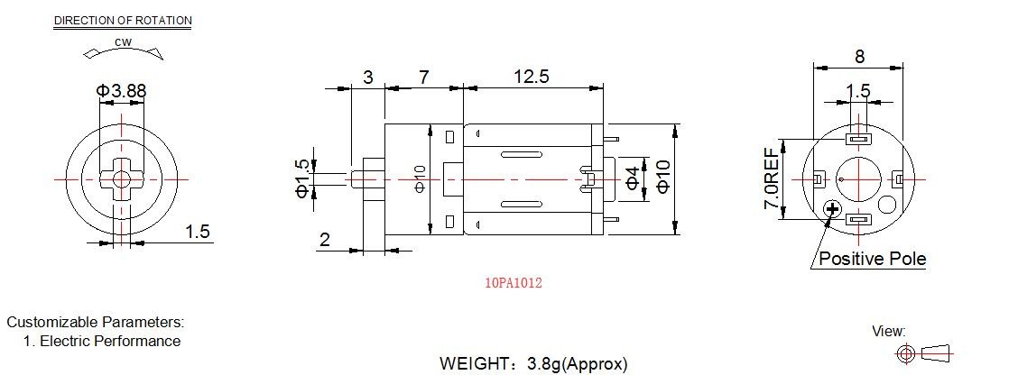 10mm DC Plastic Gear Motor 1.5v - 3v 76 RPM For Smart Furniture Lock