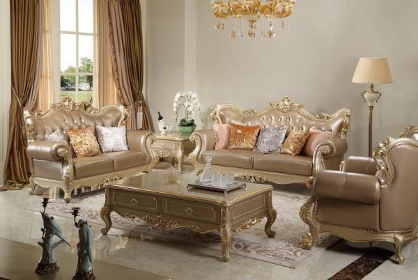 Italy Leather Luxury Sofa sets 1+2+3 for Villa living room used upholstered