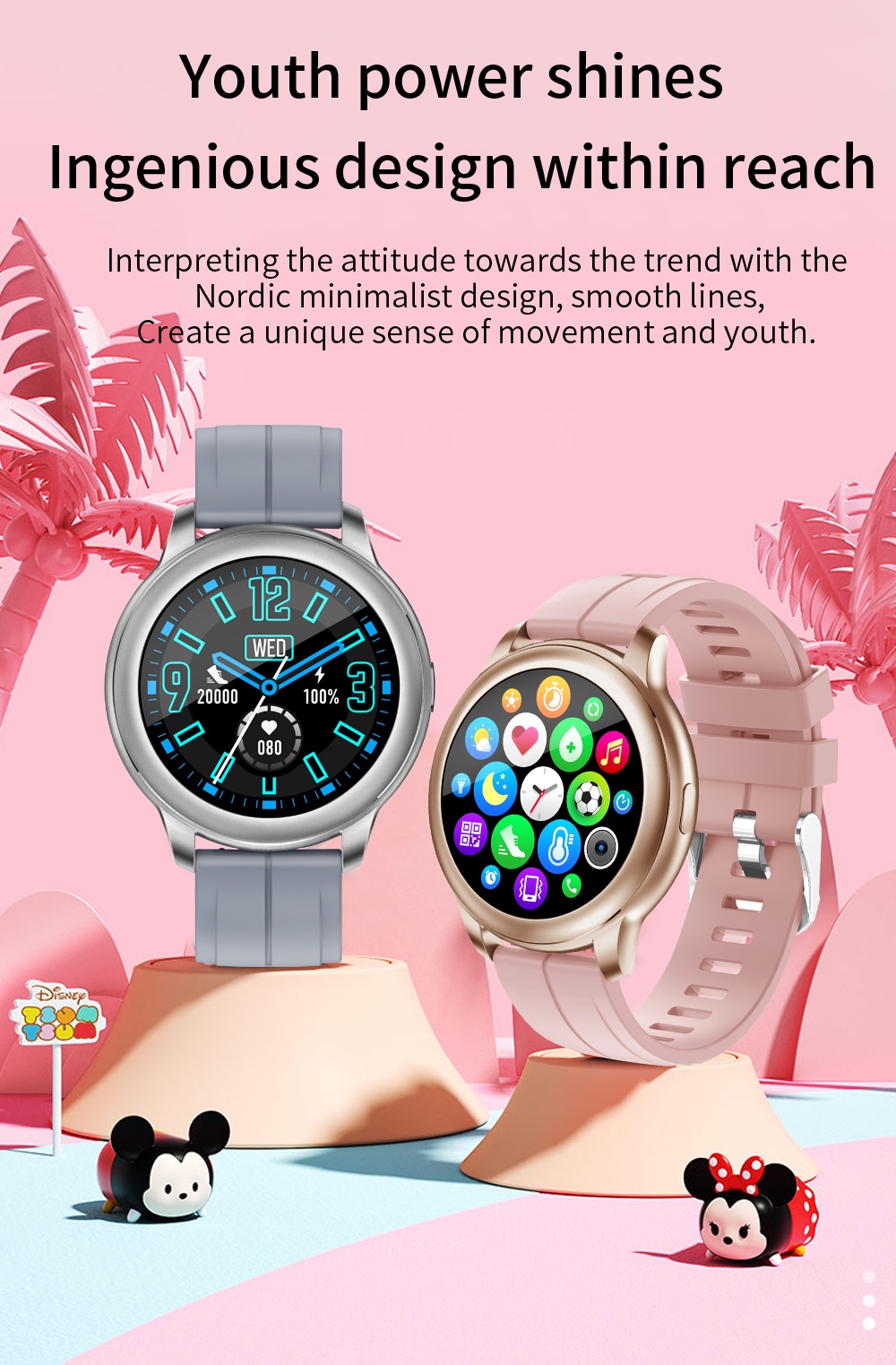 IP67 Waterproof BLE Smart Watch Alarm Clock Sleep Tracker Support Android IOS CF22