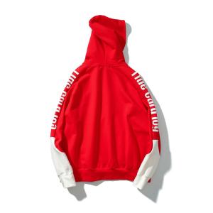 Wholesale Retro hip hop mens contrast panel print sleeves hoodies streetwear from china suppliers