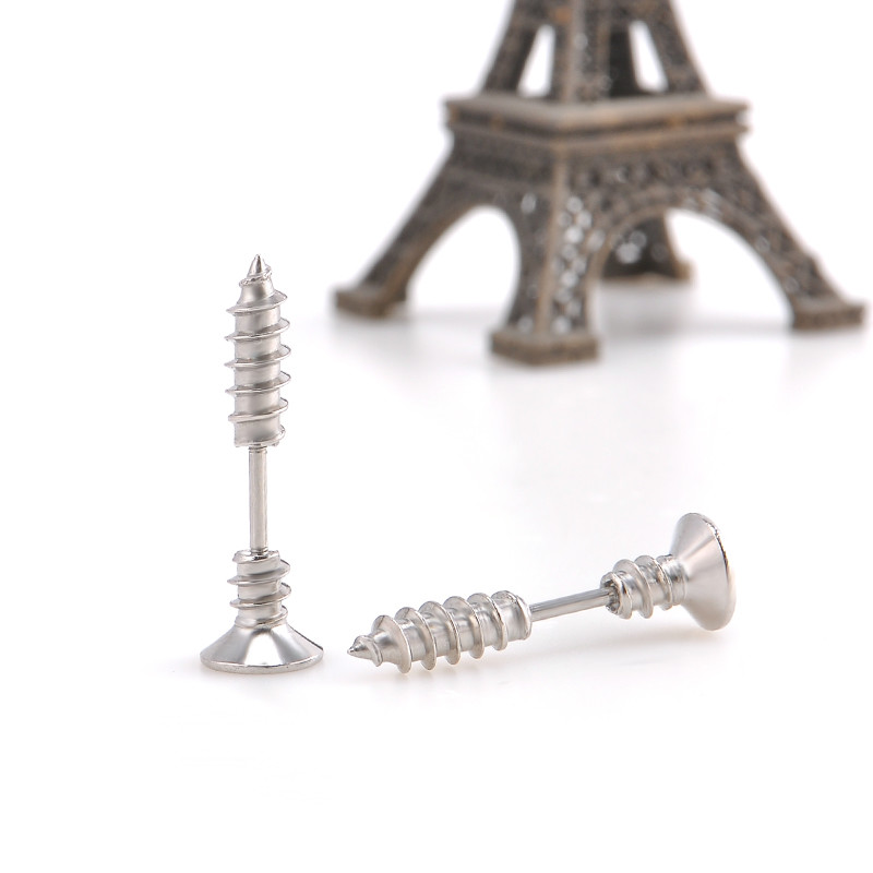 Punk Style Stainless Steel 5 Colors Stud Earrings Men's Punk Ear Jewelry Rock Gothic Unisex Piercing Earring