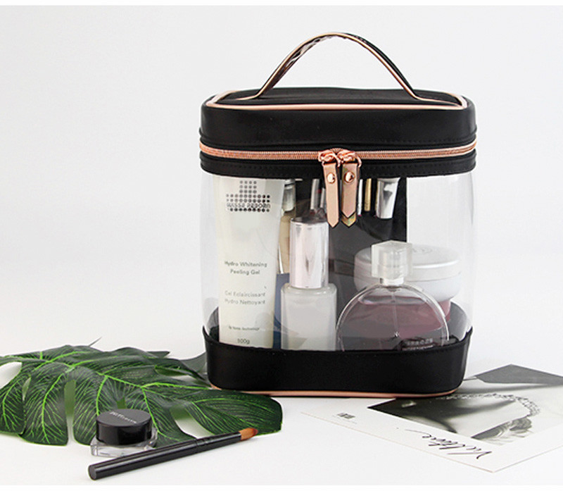 Large Double Zipper Mirror Travel PVC Makeup Bag
