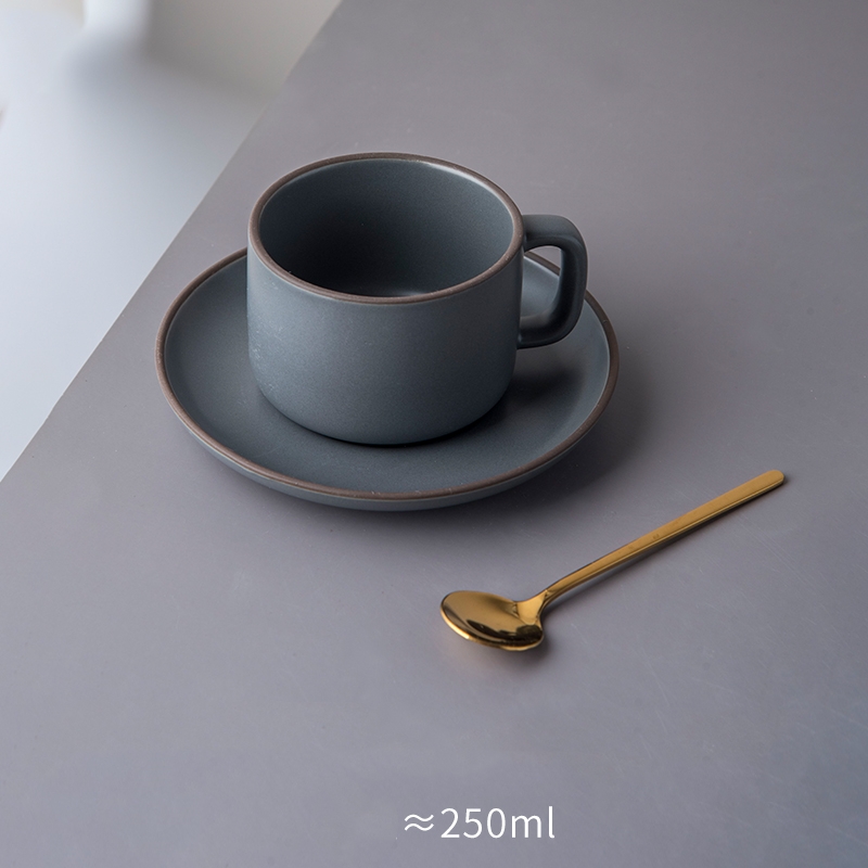 Solid Color Rim Ceramic Coffee Mug Set Of 6 With 250ml Volume And Porcelain Material