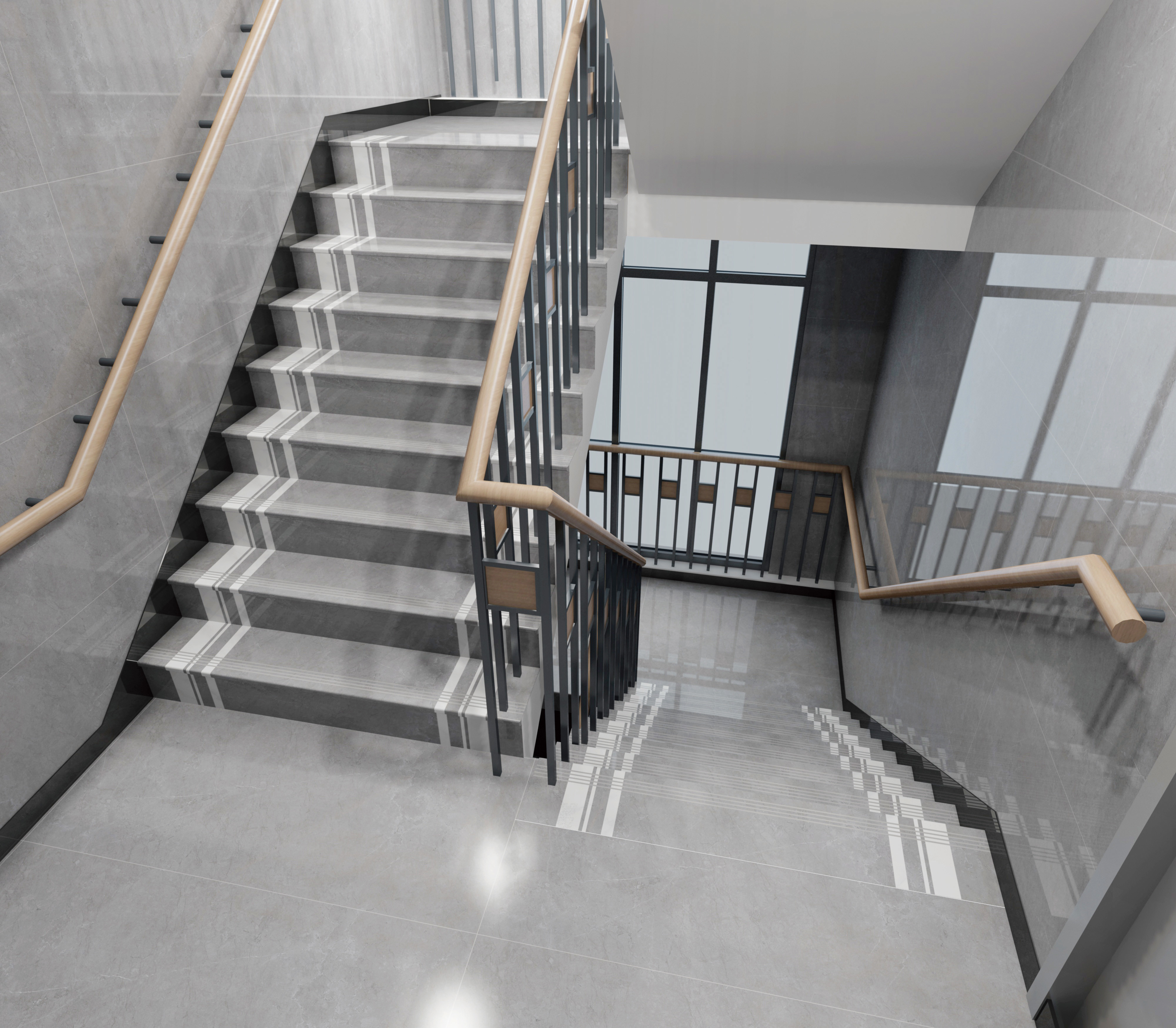 High Glossy Stair Ceramic Tiles Staircase Carrara White Porcelain Tiles