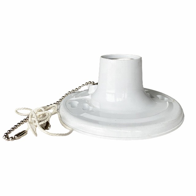 4.5" E26/27 White Plastic Lamp Holder With Switch Chain