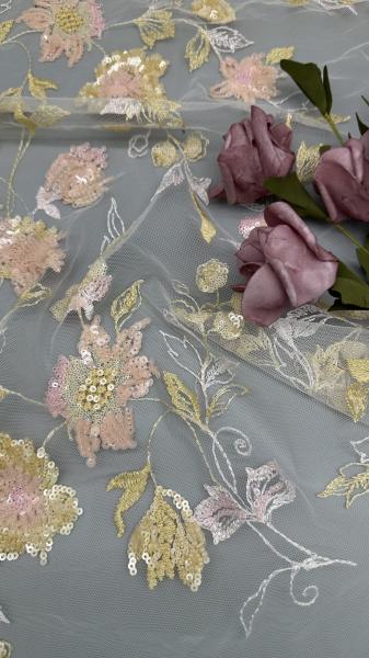 Embroiderey Lace Fabric Beaded Sequin Floral Elegant And Breathe Luxury Occasion