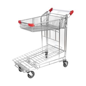 Wholesale Zinc Double Layer Heavy Duty Warehouse Trolley Supermarket Tally Trolley from china suppliers