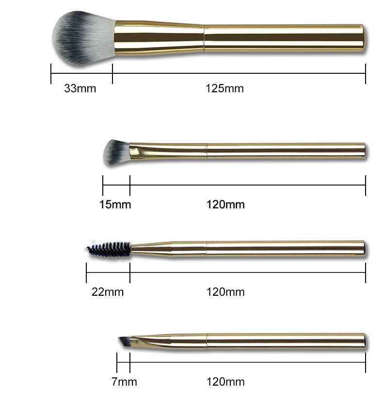 Luxurious cosmetic Makeup Brush Set 6pcs aluminum handle and ferrule makeup brush kit