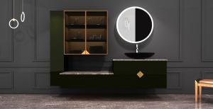 Wholesale Fadior Moss Green Wall Hung Countertop Vanity Unit Modern Bathroom Vanities from china suppliers