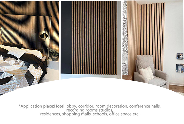 Melamine Finish Wooden Slats Wall Polyester Sound Insulation Board Panel Acoustic Slat