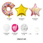 Cartoon Doughnut Pentagram Aluminum Foil Balloons for Birthday Party Decoration