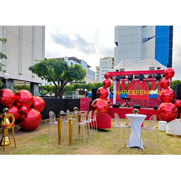 PVC Double-Layer Red Mirror Balloons For Corporate Gatherings & Event Decor