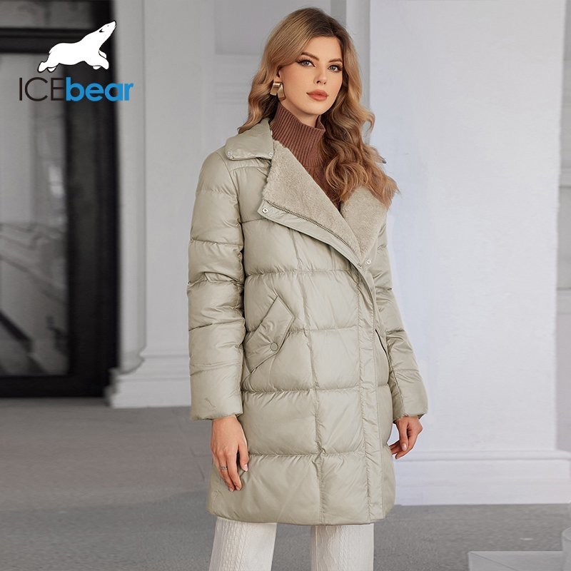 Multiple Pockets Luxurious Mid Length Down / Cotton Jacket Featuring Real Fox Fur Collar And Oblique Placket Design